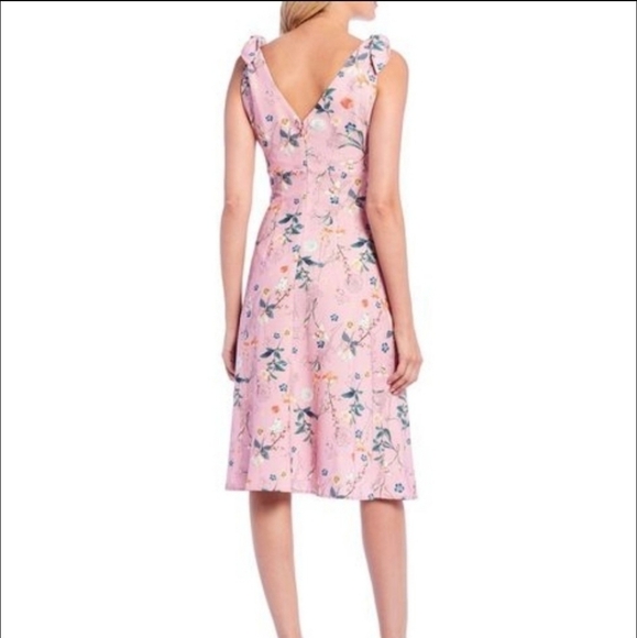 Gianni Bini floral Shoulder Bow Tie dress Pink 2 - Picture 2 of 12